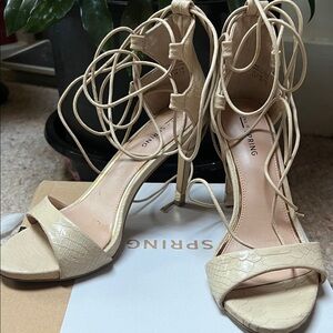 Call It Spring Beige Strappy Heels